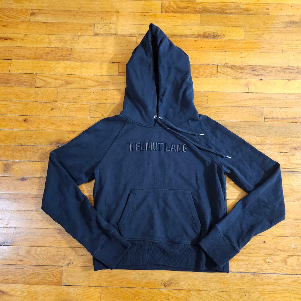 Helmut Lang Black Cotton Hoodie Large Unisex Medium